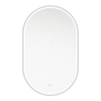 Getmi zrcadlo oválné 50x80 cm, LED osvětlení, ocelově šedý rám, II. jakost, drobné škrábance rámu