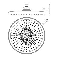 Mereo Talířová sprcha horní ø 250 mm s kloubem, plast