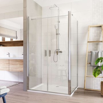 Mereo Sprchový kout, Lima, obdélník, lítací dveře a pevný díl, chrom ALU, sklo Point