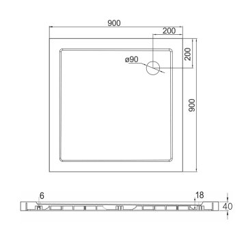 Mereo Kora Lite sprchový set: sprchový kout 90x90x185 cm, chrom ALU, sklo čiré, 90 cm, vanička, sifon