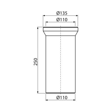 Alcadrain dopojení k WC přímé, DN 110, 250 mm