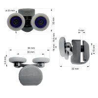 Mereo Horní pojezdy pro sprchové boxy CK351xxKB/M, CK341xxK/M, sada 4 ks