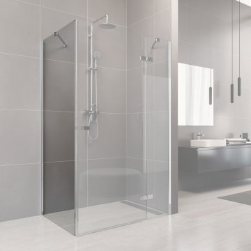 Mereo Pevný díl, Novea, 76 cm, chrom ALU, sklo Čiré, L/P provedení