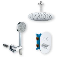 Mereo Sprchová sada s termostatickou podomítkovou tlačítkovou baterií - 2-cestná - oválný kryt