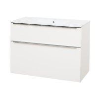 Mereo Mailo, koupelnová skříňka s keramickým umyvadlem 101 cm, bílá, chrom madlo