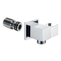 Mereo Stěnový vývod s držákem na sprchu, hranatý, pochromovaná mosaz