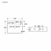 Mereo Umyvadlo na desku i zavěšení s přepadem, 500x420x125 mm, keramické - pro zaslání balíkem