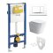 Mereo WC set - Rimless WC hranaté, modul pro sádrokarton, bílé hranaté tlačítko