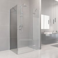 Mereo Pevný díl, Novea, 86 cm, chrom ALU, sklo Čiré, L/P provedení