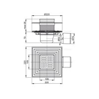 Alcaplast vpusť podlahová APV3344, boční