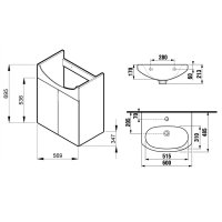 Diana New Skříňka s umyvadlem 60x48,5 cm, bílá