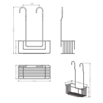 Chrom Line police do sprchy závěsná, na baterii, chrom