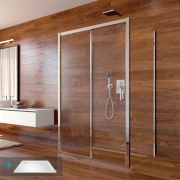 Mereo Sprchový set: LIMA, obdélník, 100x120x100x190 cm, chrom ALU, sklo Čiré vč. vaničky litý mramor