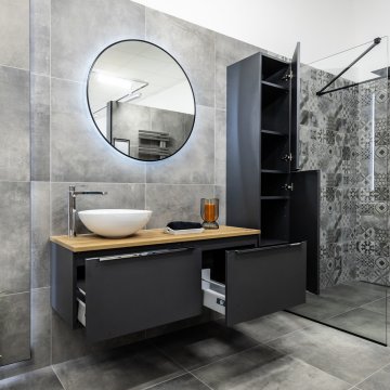 Mereo Mailo, koupelnová skříňka vysoká 170 cm, chrom madlo - Barva: Dub Riviera