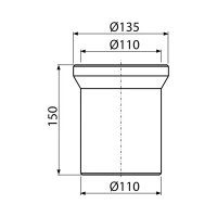 Alcadrain dopojení k WC přímé, DN 110, 150 mm