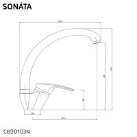 Mereo Dřezová stojánková baterie, Sonáta, s ramínkem nad pákou, výška 245 mm, chrom