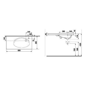 Jika Tigo nábytkové umyvadlo 80x38,5 cm, otvor pro baterii vpravo, H8122180001061