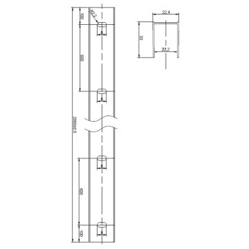 Fixační (stěnový) profil pro CK106xxS, chrom ALU, 200 cm