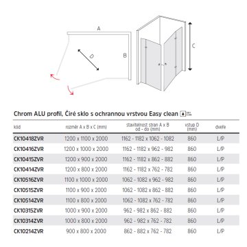 Mereo Sprchový kout, Novea, obdélník, chrom ALU, sklo Čiré