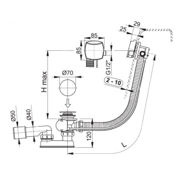 Alcaplast vanový sifon s napouštěním, A564KM1