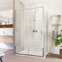 Mereo Sprchový kout, Lima, obdélník, zasunovací dveře a pevný díl, L/P, chrom ALU, sklo Čiré