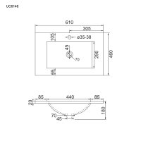Mereo Nábytkové umyvadlo SLIM, 61x46x18 cm, keramické, bílé