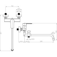 Mereo Nástěnná baterie do byt. jádra, Pego, 150 mm, s trubkovým ramínkem ø 18 mm - 330 mm, bez přísluš.
