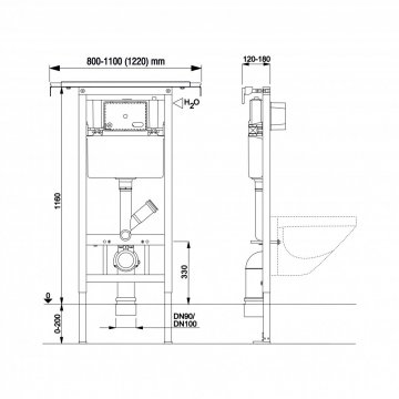 Mereo WC modul pro suchou instalaci, pro sádrokarton (instalace do jádra)