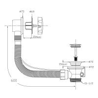 Klum Sifon, vanový automat, chromovaný, kov/kov