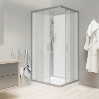Mereo Sprchový box bez střechy, čtvercový, satin ALU, sklo Point, zadní stěny bílé