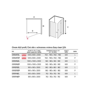 Mereo Sprchový kout, Novea, čtverec, chrom ALU, sklo Čiré, dveře pravé a pevný díl