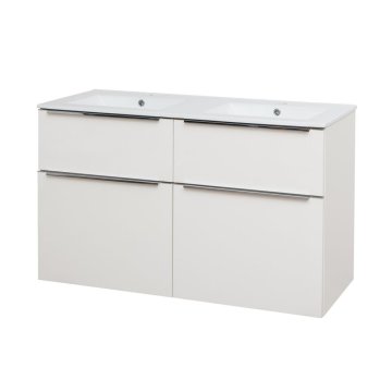 Mereo Mailo, koupelnová skříňka s keramickým umyvadlem 121 cm, bílá, chrom madlo