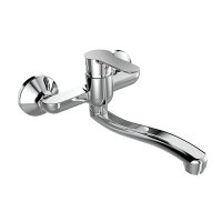 Mereo Dřezová nástěnná baterie, Zuna s ramínkem plochým vyhnutým 200 mm, chrom