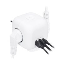 Rozbočka kostka, 3x 16A + USB A+C, bílá, vypínač