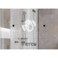 Mereo Zrcadlo kulaté pr. 80 cm, LED osvětlení a odmlžování, pískované mezikruží, ocelově šedý rám
