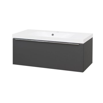 Mereo Mailo, koupelnová skříňka s umyvadlem z litého mramoru 101 cm, antracit, chrom madlo