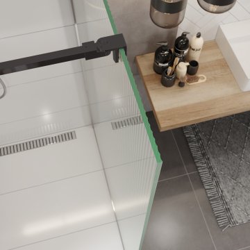 Mereo Sprchová stěna WALK IN, Novea, black ALU, sklo Line