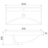 Mereo Nábytkové umyvadlo, 101x45,7x20,5 cm, keramické, bílé