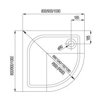 Mereo Čtvrtkruhová sprchová vanička, 90x90x3 cm, R500, bez nožiček, litý mramor