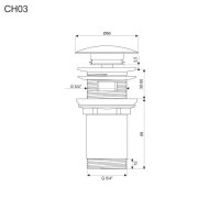 Mereo Výpusť uzavírací CLIC-CLAC, celokovová s přepadem, pochromovaná mosaz, ø 5/4", kulatá