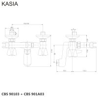 Mereo Vanová nástěnná baterie, Kasia, bez příslušenství, chrom