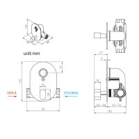 Podomítkový regulátor teploty vody pro bidetové spršky, 1209-03