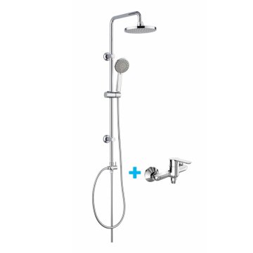 Mereo Sprchový set: Sprch. baterie a souprava s horním vývodem, pochromovaný plast, ruční a hlavová sprcha
