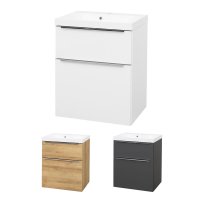 Mereo Mailo, koupelnová skříňka s umyvadlem z litého mramoru 61 cm, elox AL madlo