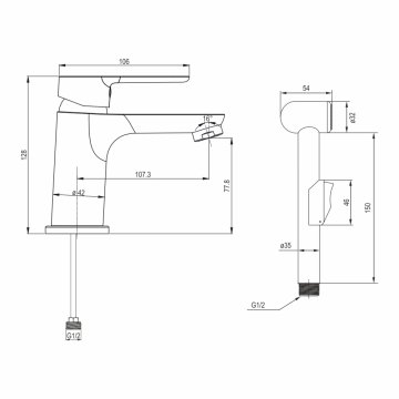 Mereo Umyvadlová stojánková baterie Zuna s bidetovou sprchou