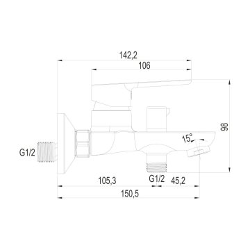 Mereo Vanová nástěnná baterie, Zuna, s keramickým přepínačem, bez příslušenství, chrom
