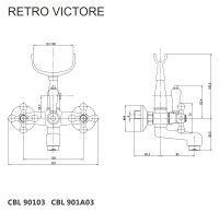Mereo Vanová nástěnná baterie, Retro Viktorie, 150 mm, bez příslušenství, chrom