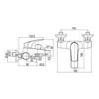 Mereo Vanová nástěnná baterie, Eve, bez příslušenství, 150 mm, chrom