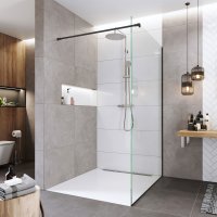 Mereo Sprchová stěna WALK IN, Novea, black ALU, sklo Čiré