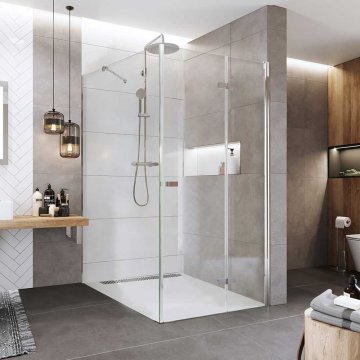 Mereo Novea zalamovací sprchový kout, obdélník, pravé dveře a pevný díl, chrom ALU, sklo Čiré
